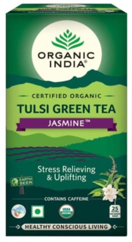 Box of Organic India Tulsi Green Tea Jasmine